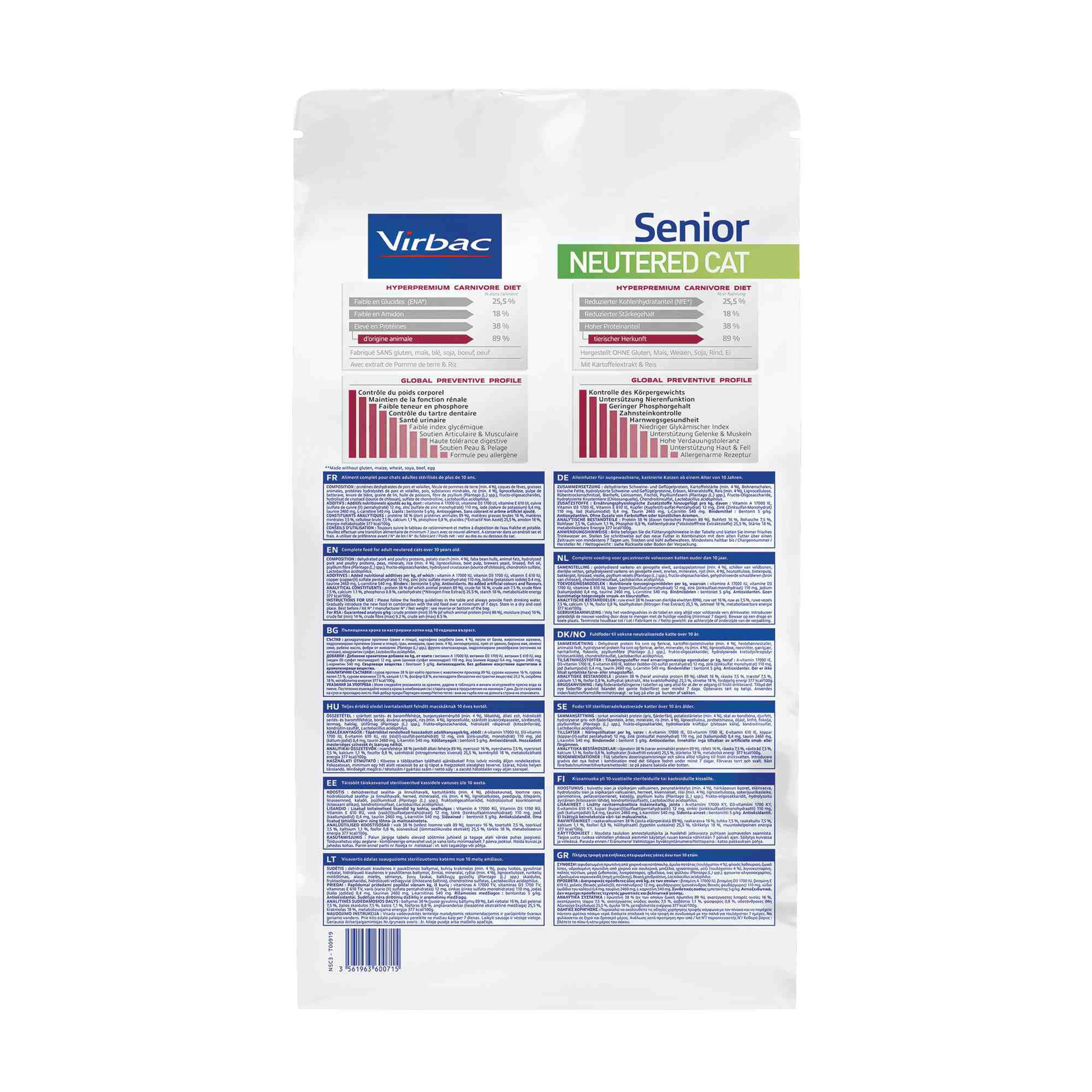 Virbac Senior Neutered Cat (Esterilizados) 3.0 KG 3