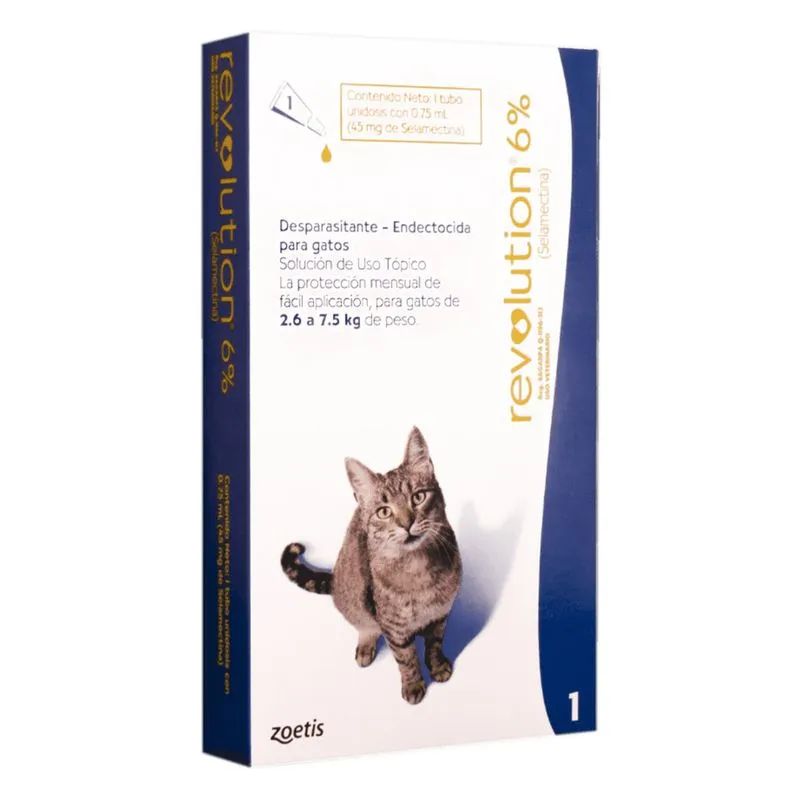 Antipulgas Revolution 6% Azul Gatos 2.6 a 7.5 kg 1