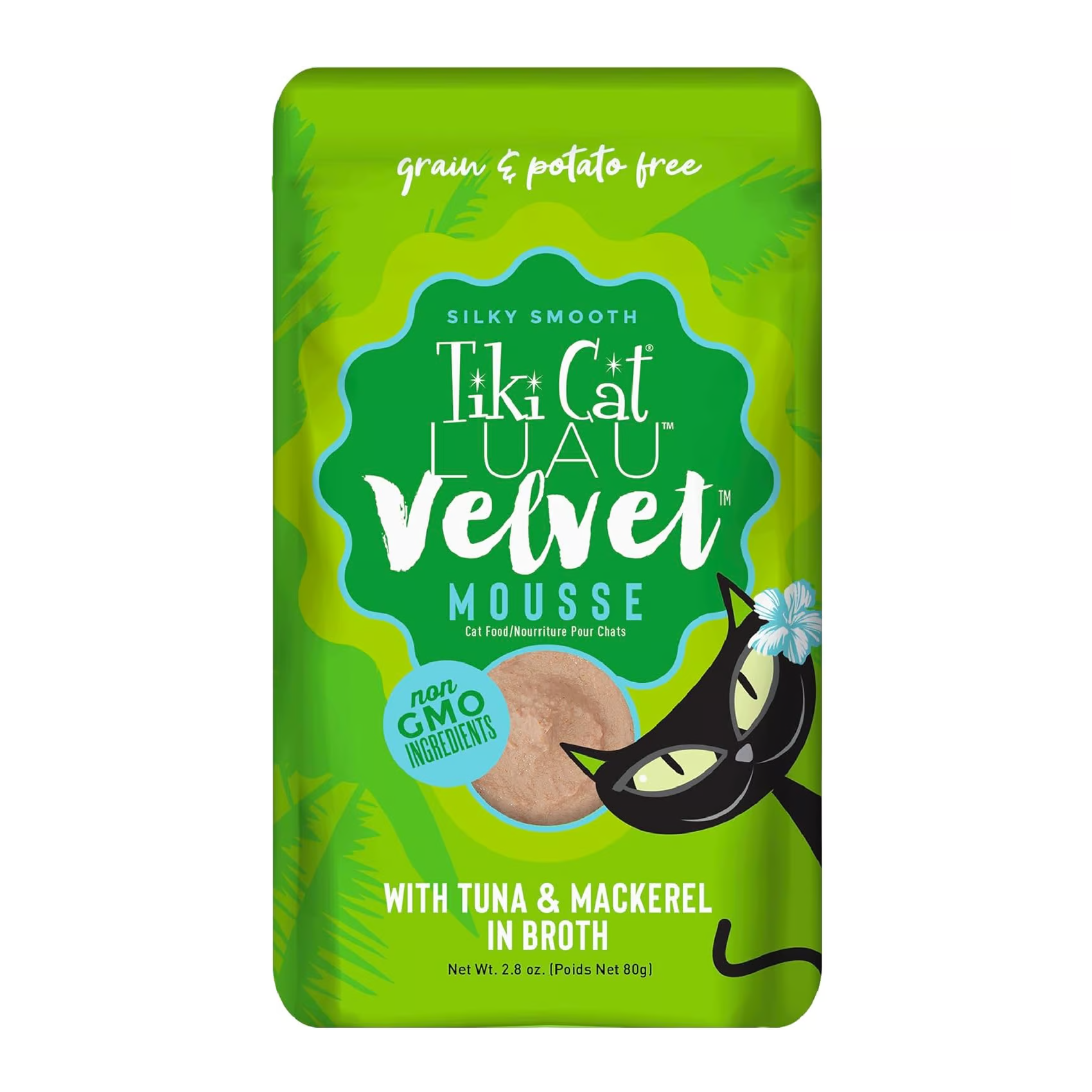 Tiki Cat Luau Velvet Mousse Atún y Caballa en caldo Sobre 80 GR 1